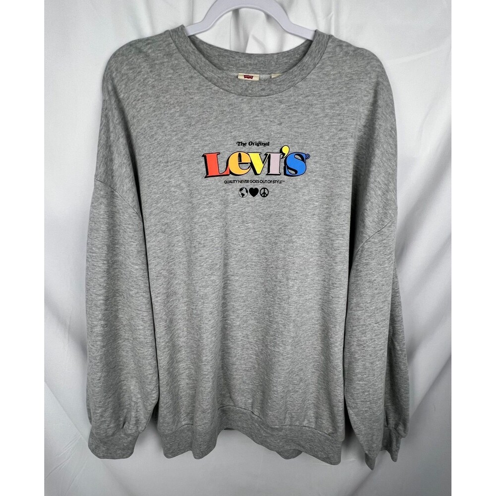 LEVI’S Women’s M Gray Oversized Logo Graphic Sweatshirt Unisex Streetwear